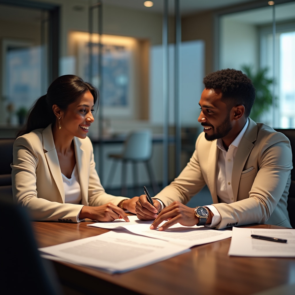 Bank meeting discussing mortgage bond approval for property purchase