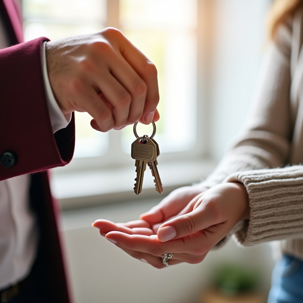 Property keys being handed over at successful transfer completion
